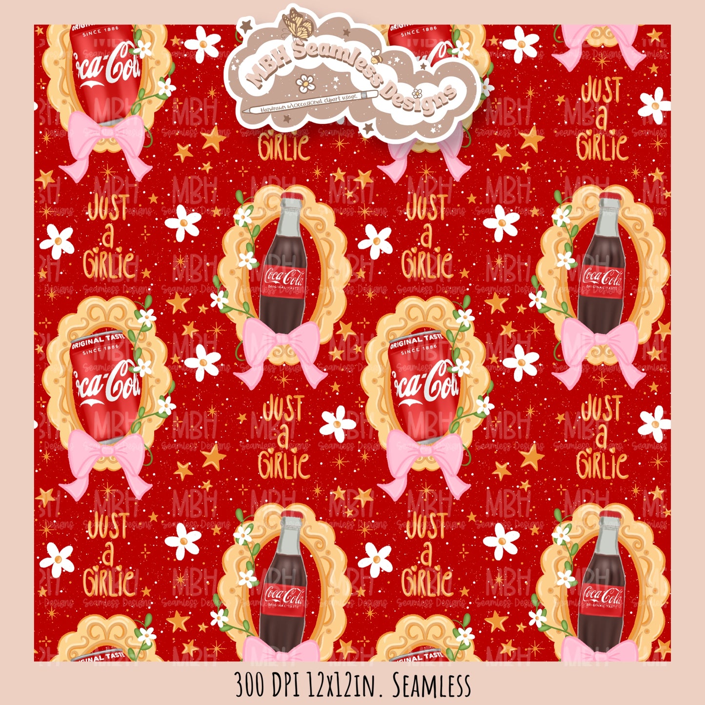 Coquette Cola Frames Seamless Pattern//Multiple Colorway Options