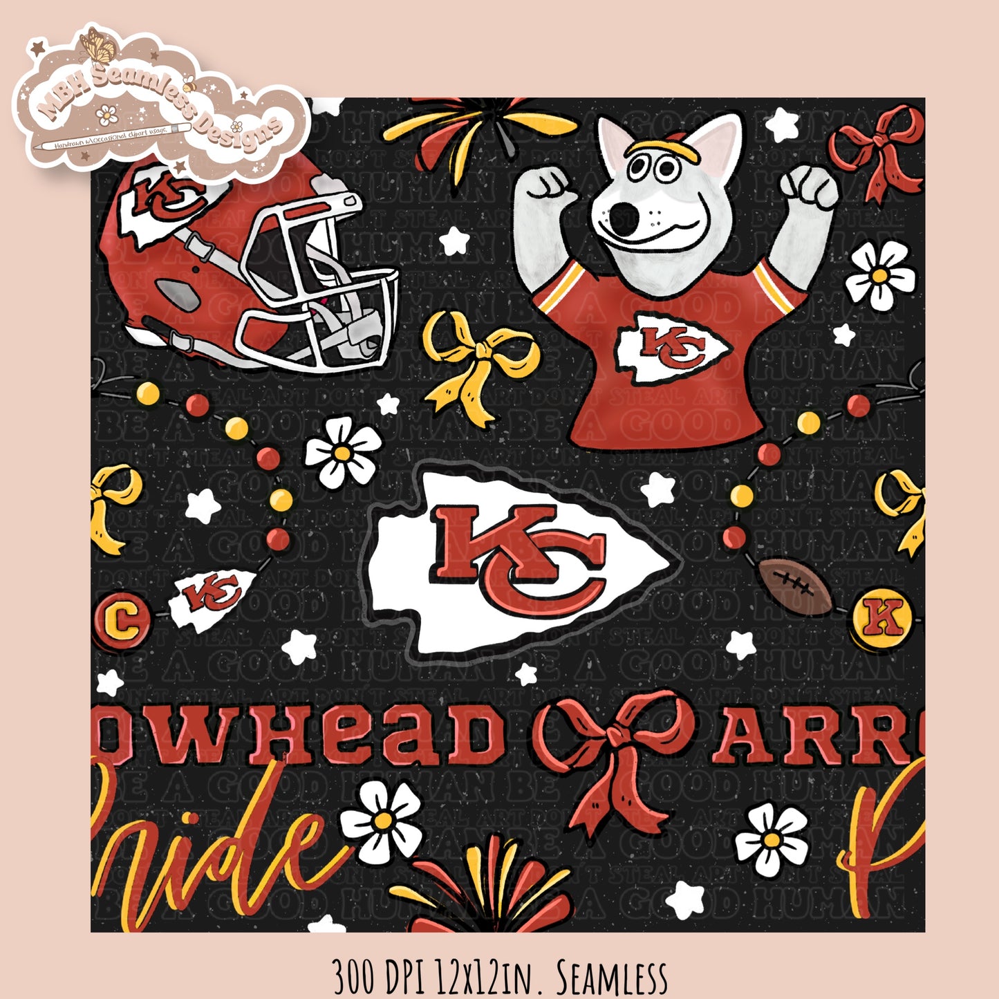 Chiefs x Daisies Football Seamless Pattern // Assorted Colorways