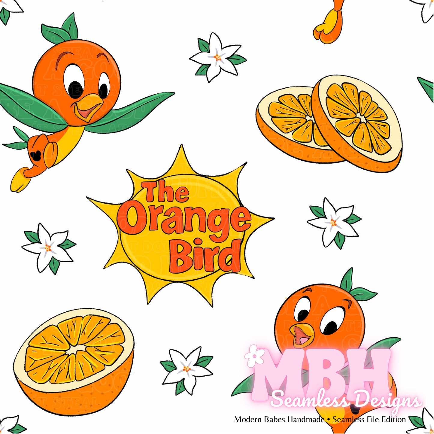 The Orange Bird Seamless Pattern & PNG MULTIPLE COLORWAYS