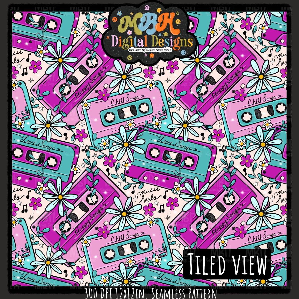 Hextober Day 1 •Music Seamless Pattern // PNG // MULTIPLE COLORWAYS (Hextober files are not available in drives.)