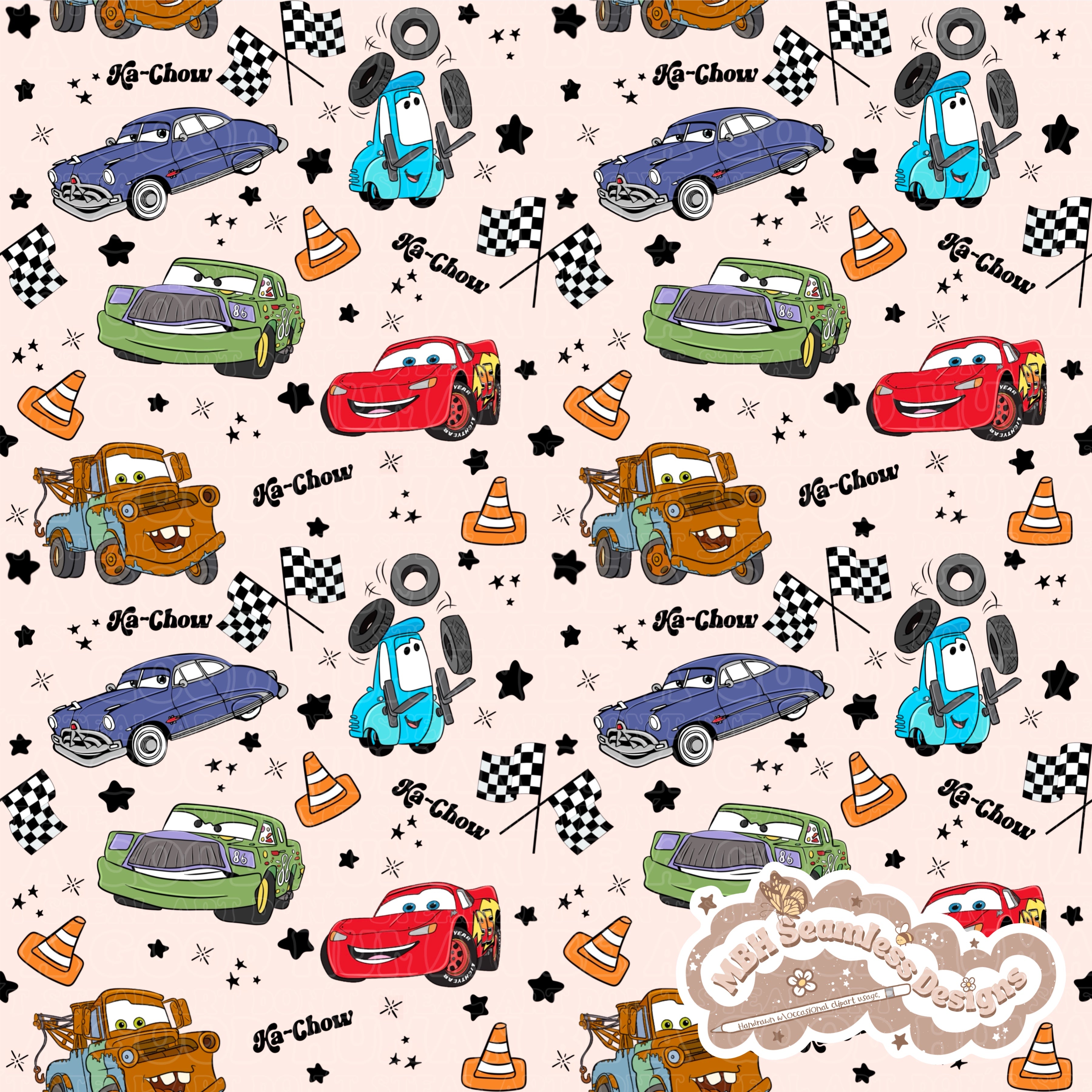 Disney Cars Pattern Cars Seamless Pattern //PNG • MULTIPLE COLORWAYS – MBH Seamless Designs