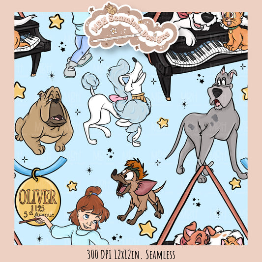 Starry Oliver and Friends Seamless Pattern // PNG //Multiple Colorway Options