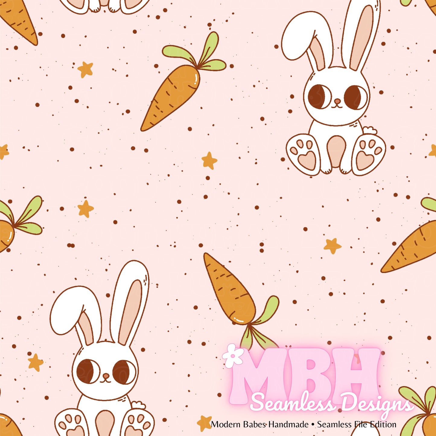 Cute Starry Bunny Carrots SPEX Seamless Pattern Multiple Colorways