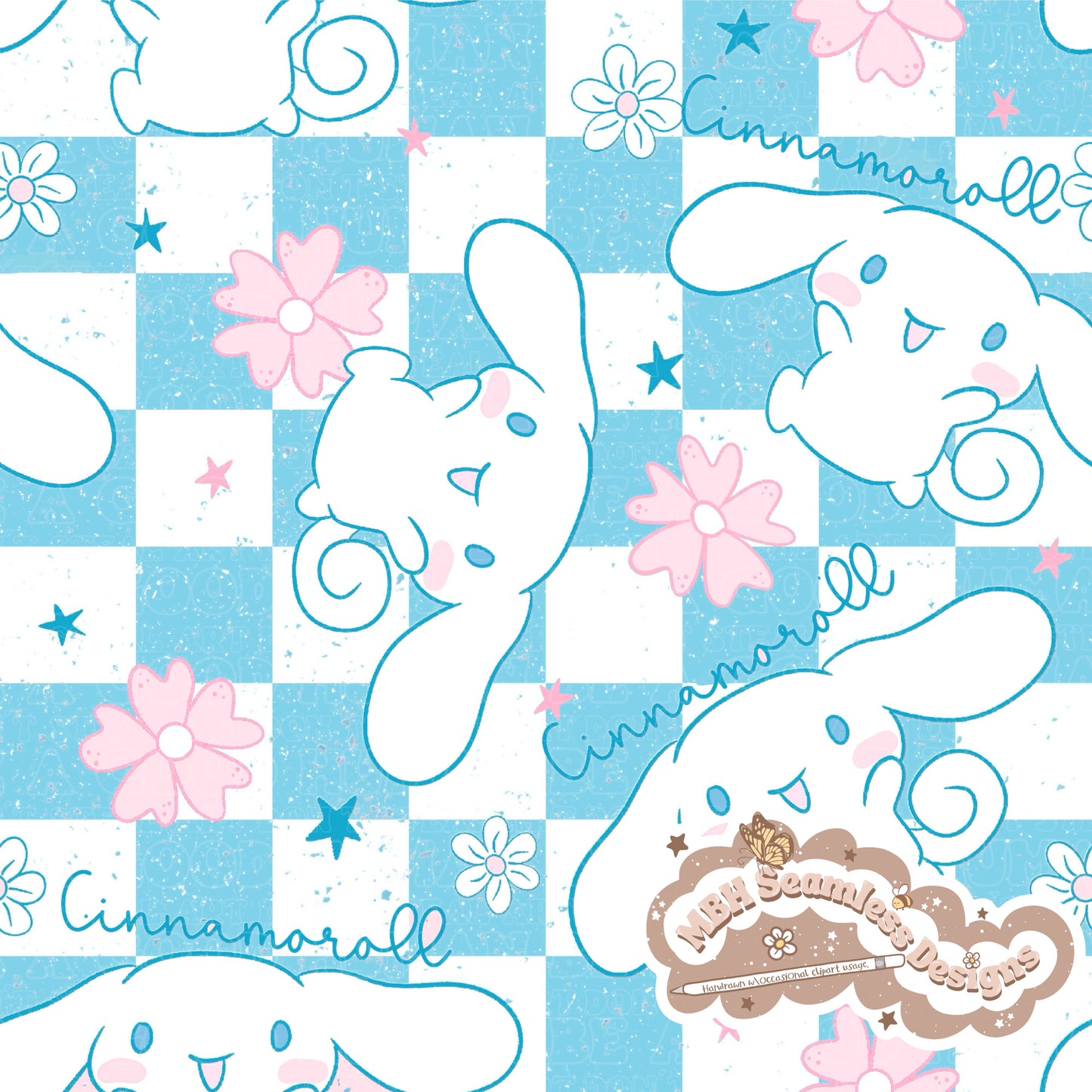 Cinnamoroll Checkered Seamless 2 Colorways Seamless Pattern