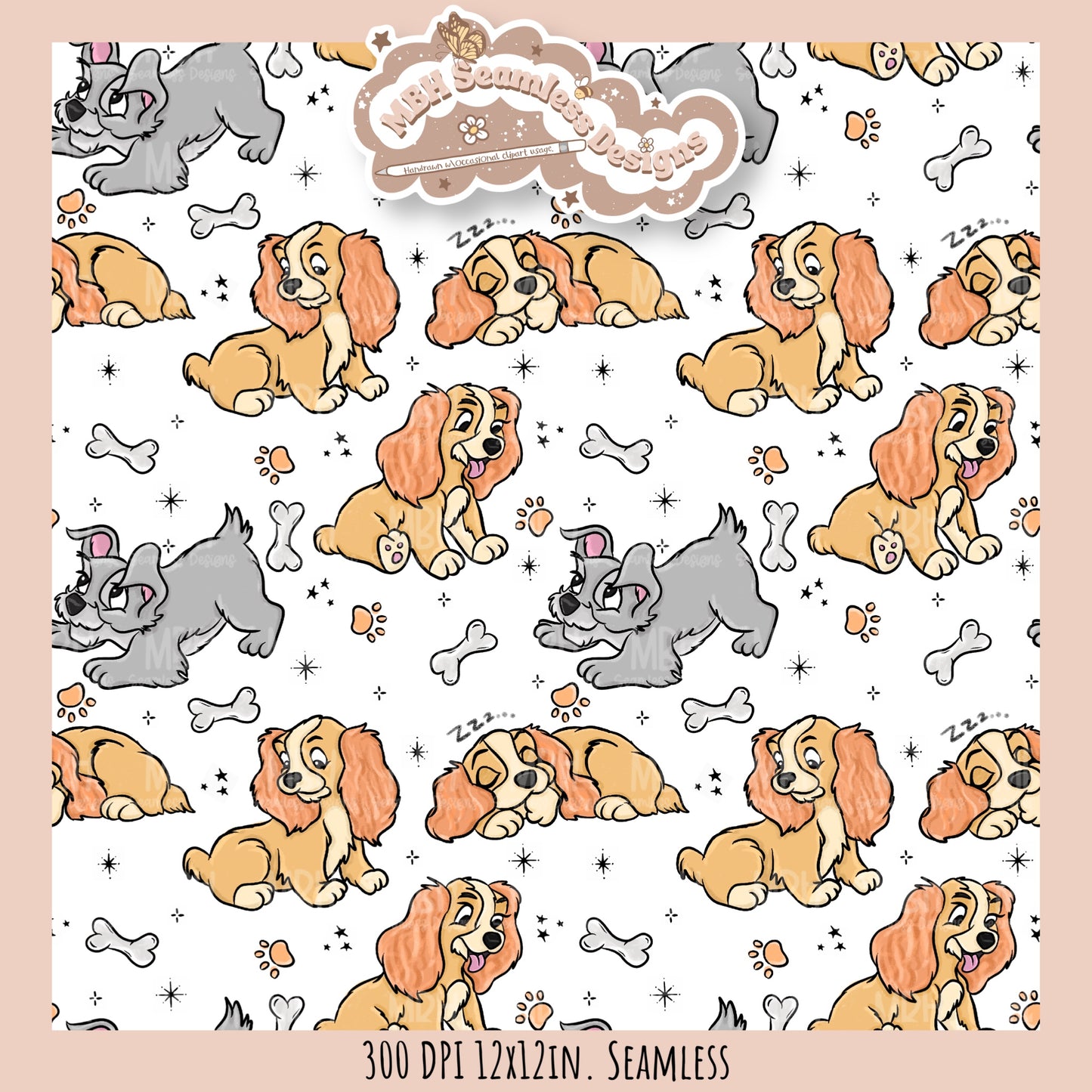 L&T Puppies Seamless Pattern // PNG // Multiple Colorway Options
