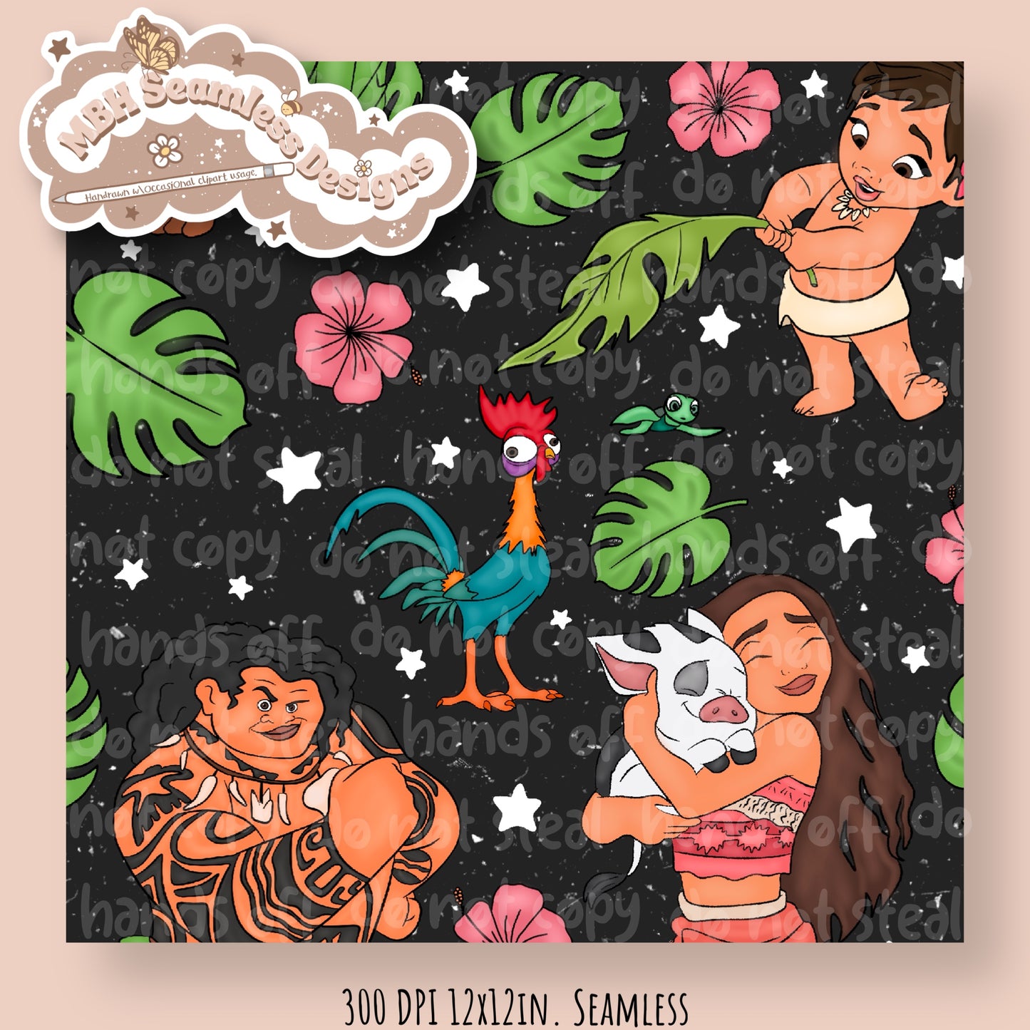 Moana Seamless Pattern MULTIPLE COLORWAYS