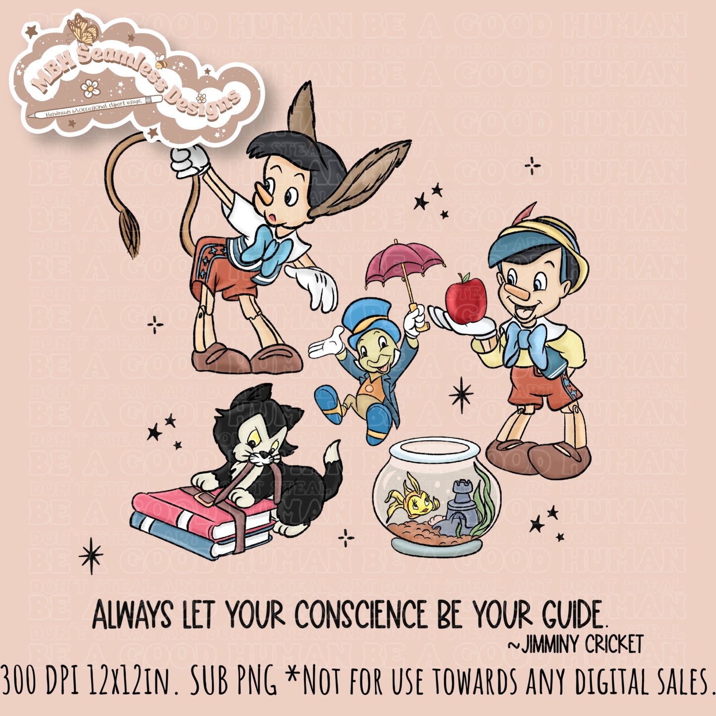 Starry Pinnochio Seamless Pattern // Assorted Colorways