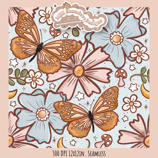 Butterfly Floral Seamless Pattern //MULTIPLE COLORWAY OPTIONS