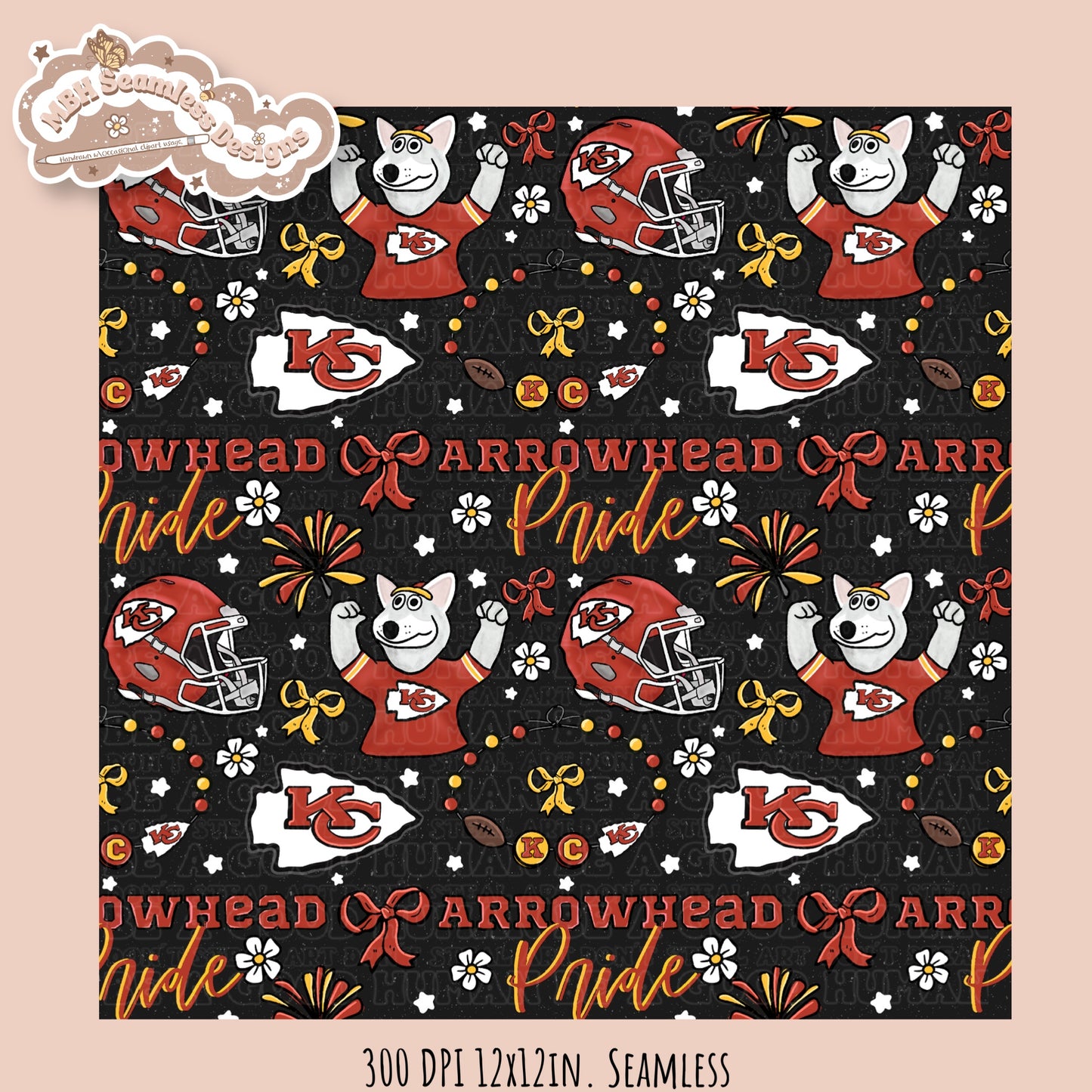 Chiefs x Daisies Football Seamless Pattern // Assorted Colorways