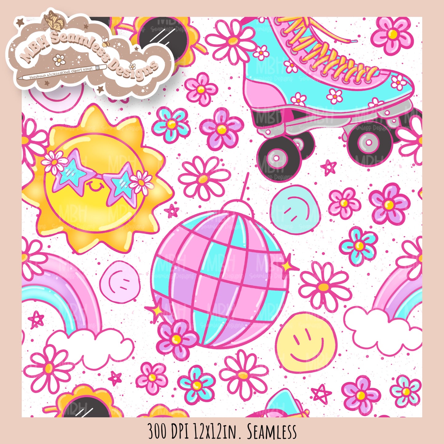 Groovy Summer Seamless Pattern //  MULTIPLE COLORWAYS