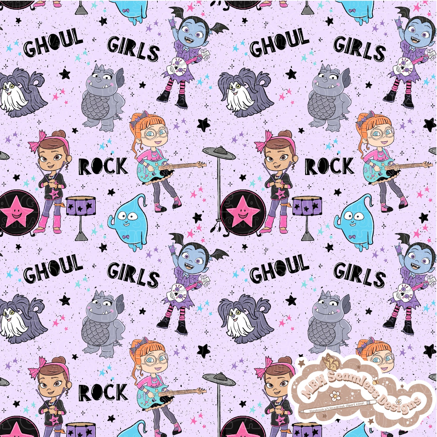 Vampirina Ghoul Band Seamless Pattern MULTIPLE COLORWAYS