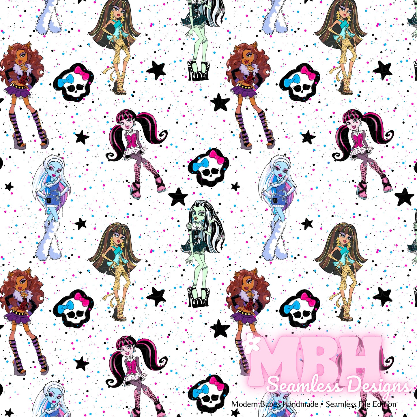 Monster High Seamless Pattern MULTIPLE COLORWAYS