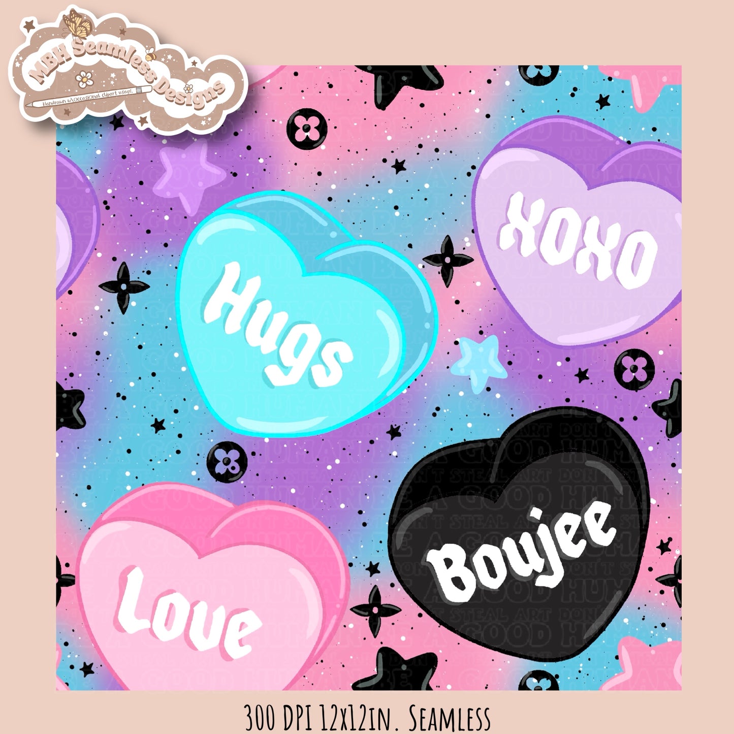 Boujee Convo Hearts Seamless Pattern MULTIPLE COLORWAY OPTIONS