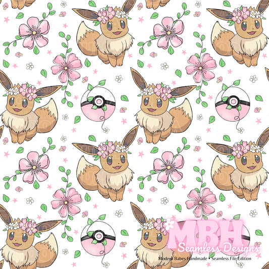 LIMITED Eevee Floral Seamless Pattern