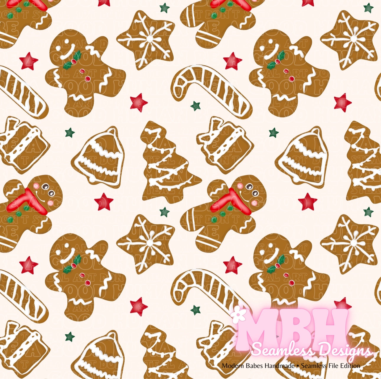 Gingerbread Swatch Gingerbread Cookies Seamless Pattern – MBH Seamless Designs