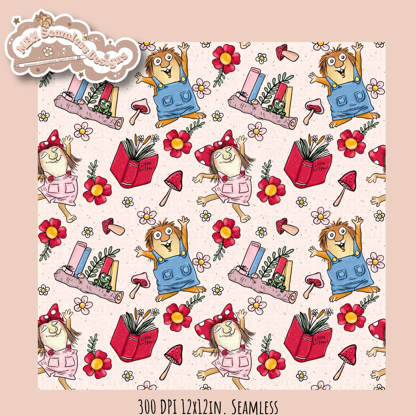 Little Critters Seamless Pattern // PNG // Multiple Colorways