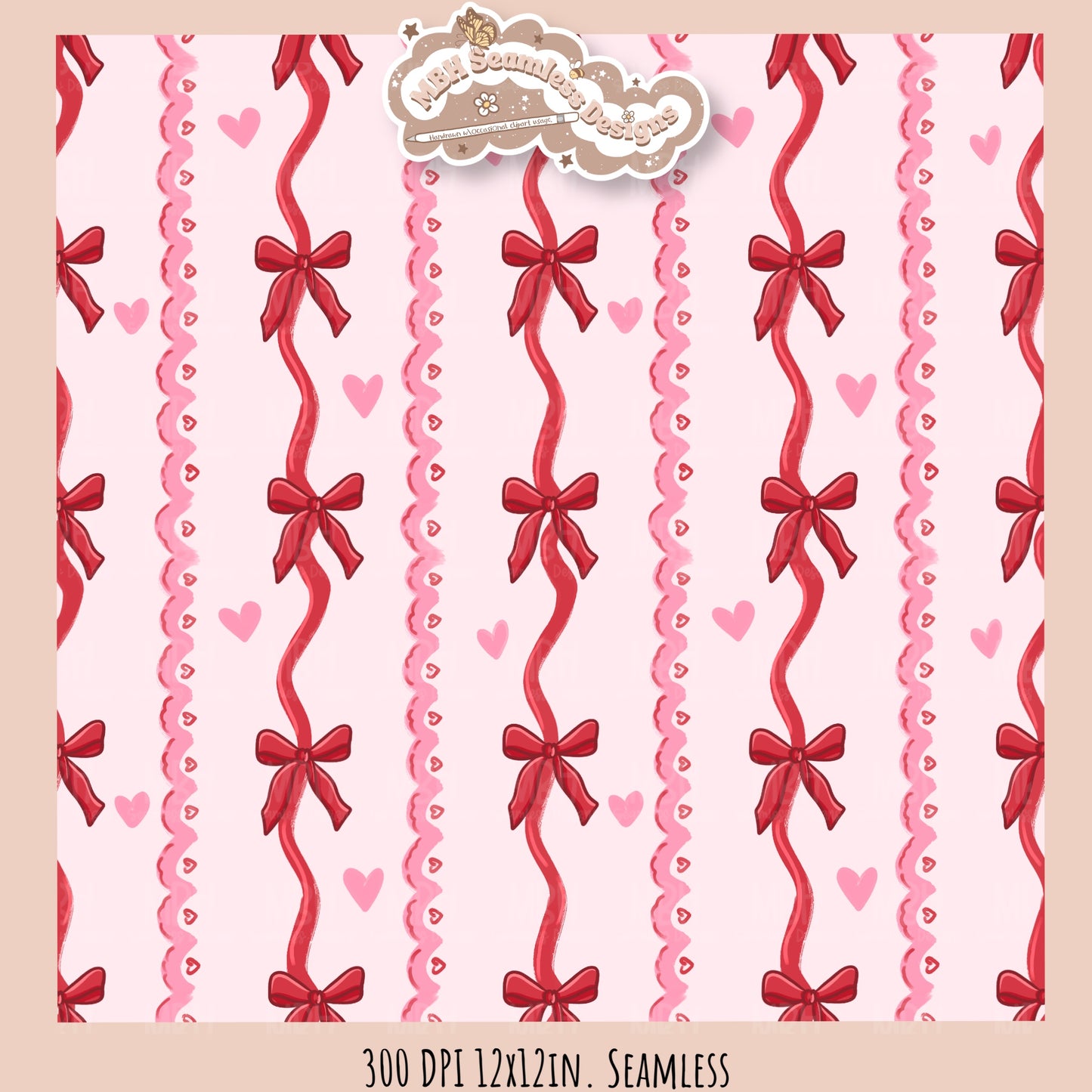 Coquette Valentine Stripes Seamless Pattern // Assorted Colorways