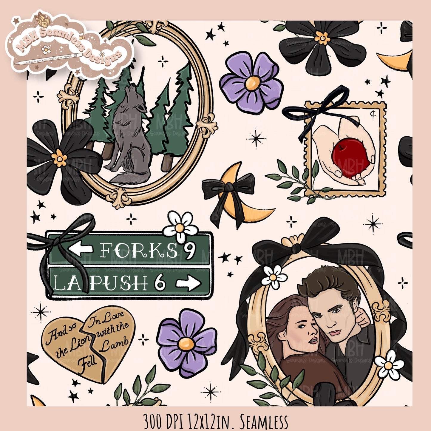 Twilight x Frames Seamless Pattern // PNG // Assorted Colorways