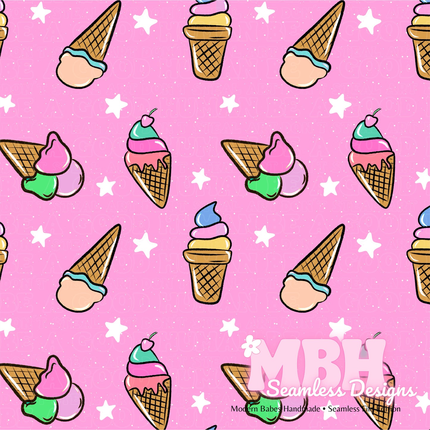 Ice Cream Cones Seamless Pattern MULTIPLE COLORWAYS