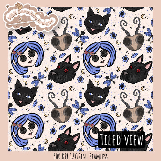 Button Eyes Seamless Pattern // PNG // Multiple Colorway Options