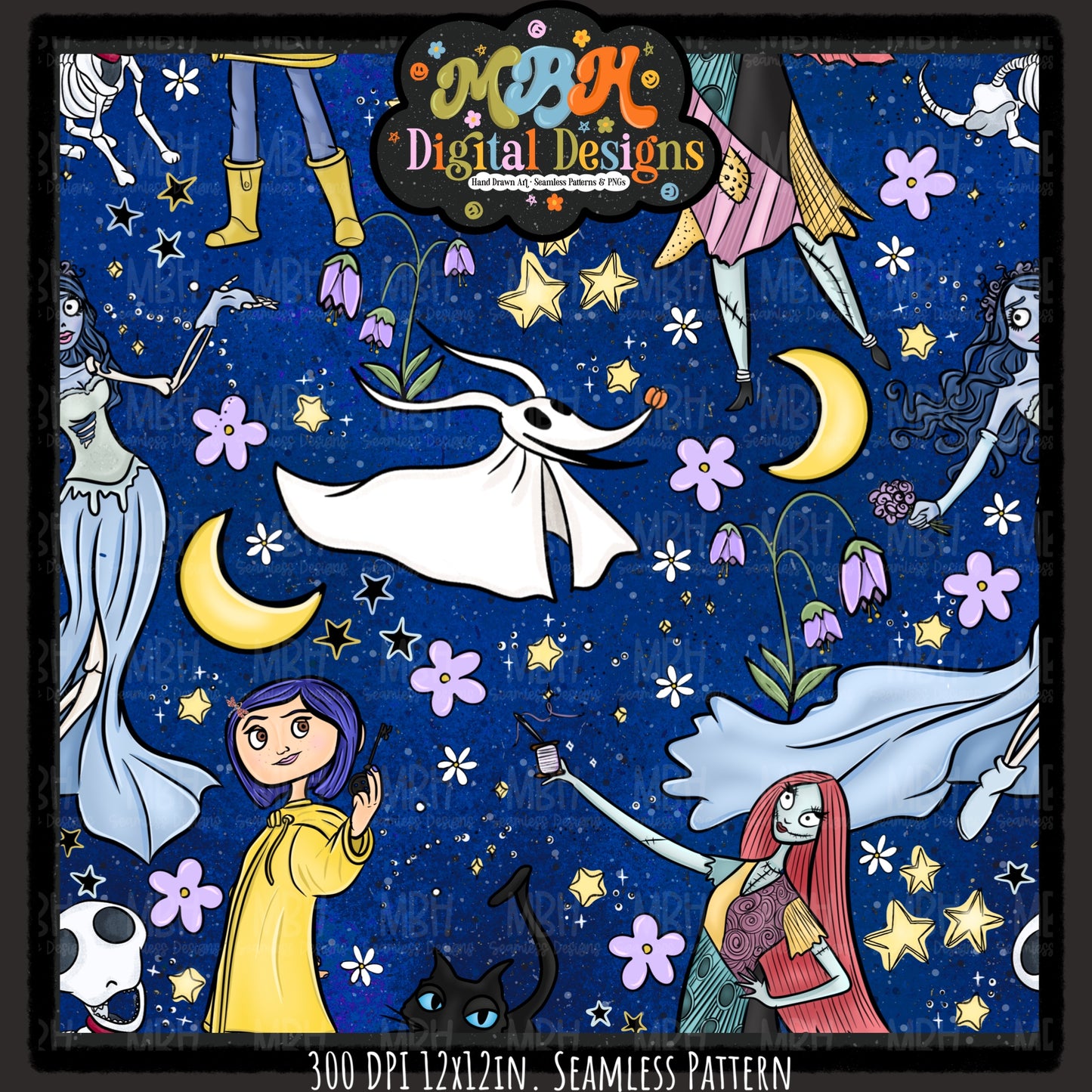Spooky Girls Seamless Pattern // MULTIPLE COLORWAYS