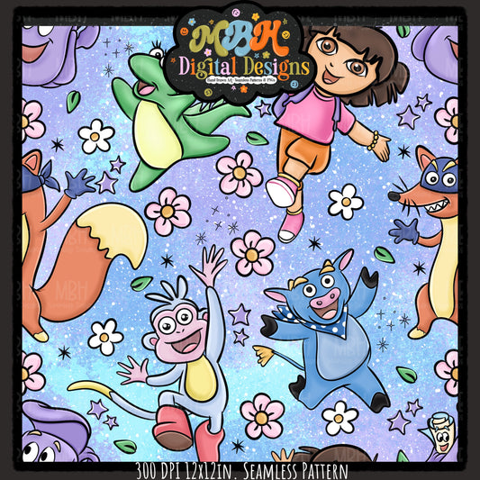 Floral Explorer Seamless Pattern // MULTIPLE COLORWAYS // PNG