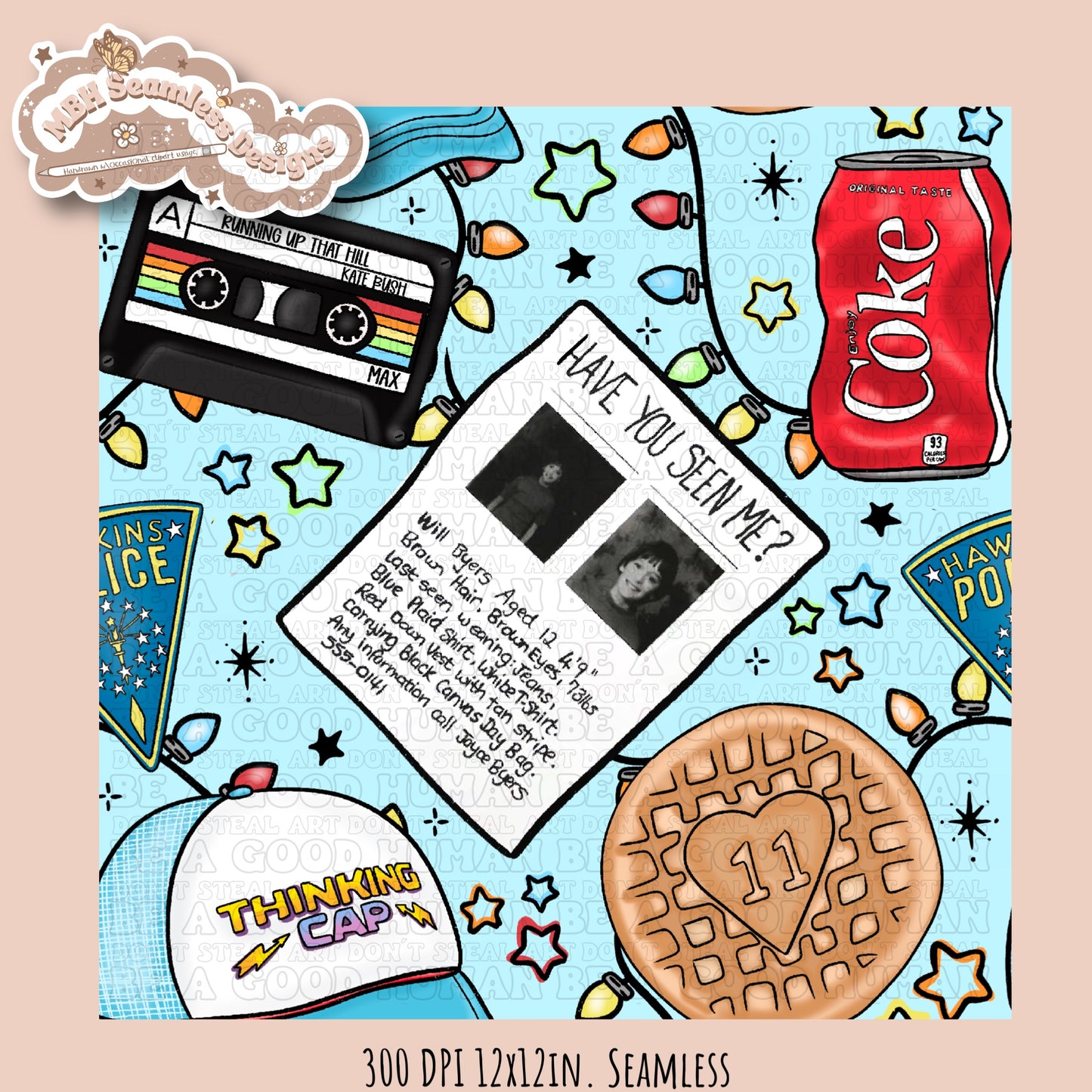 Stranger Things Lights Seamless Pattern // PNG // Multiple Colorways