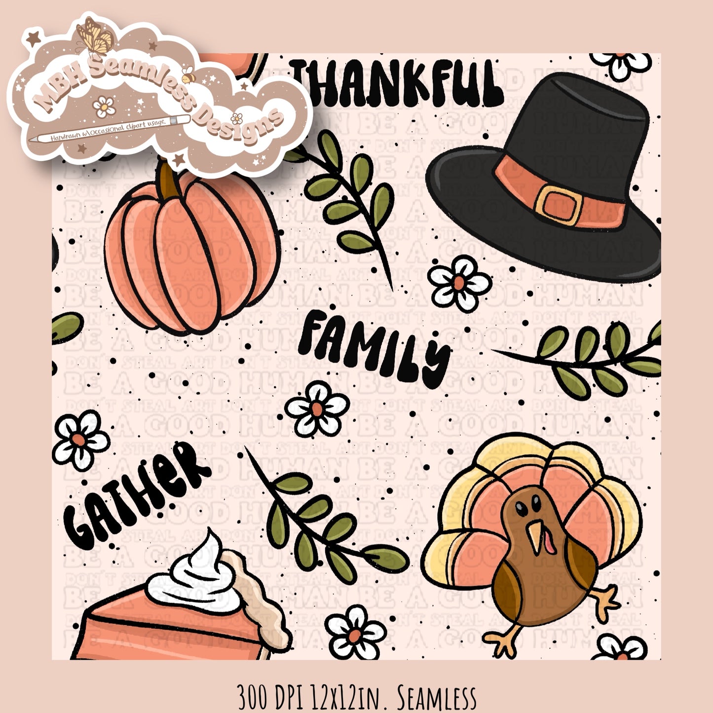 Thanksgiving Words Seamless MULTIPLE COLORWAYS