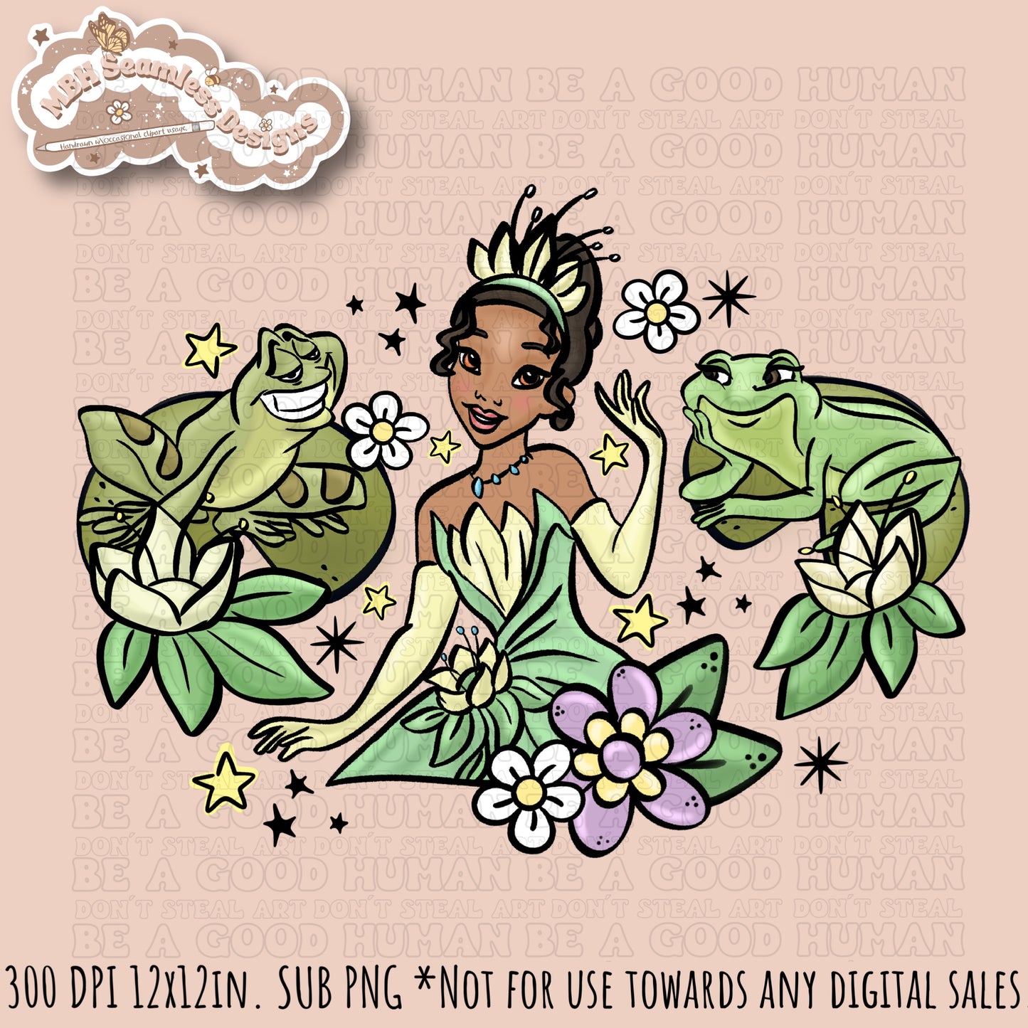 Tiana & Friends Seamless Pattern & PNG