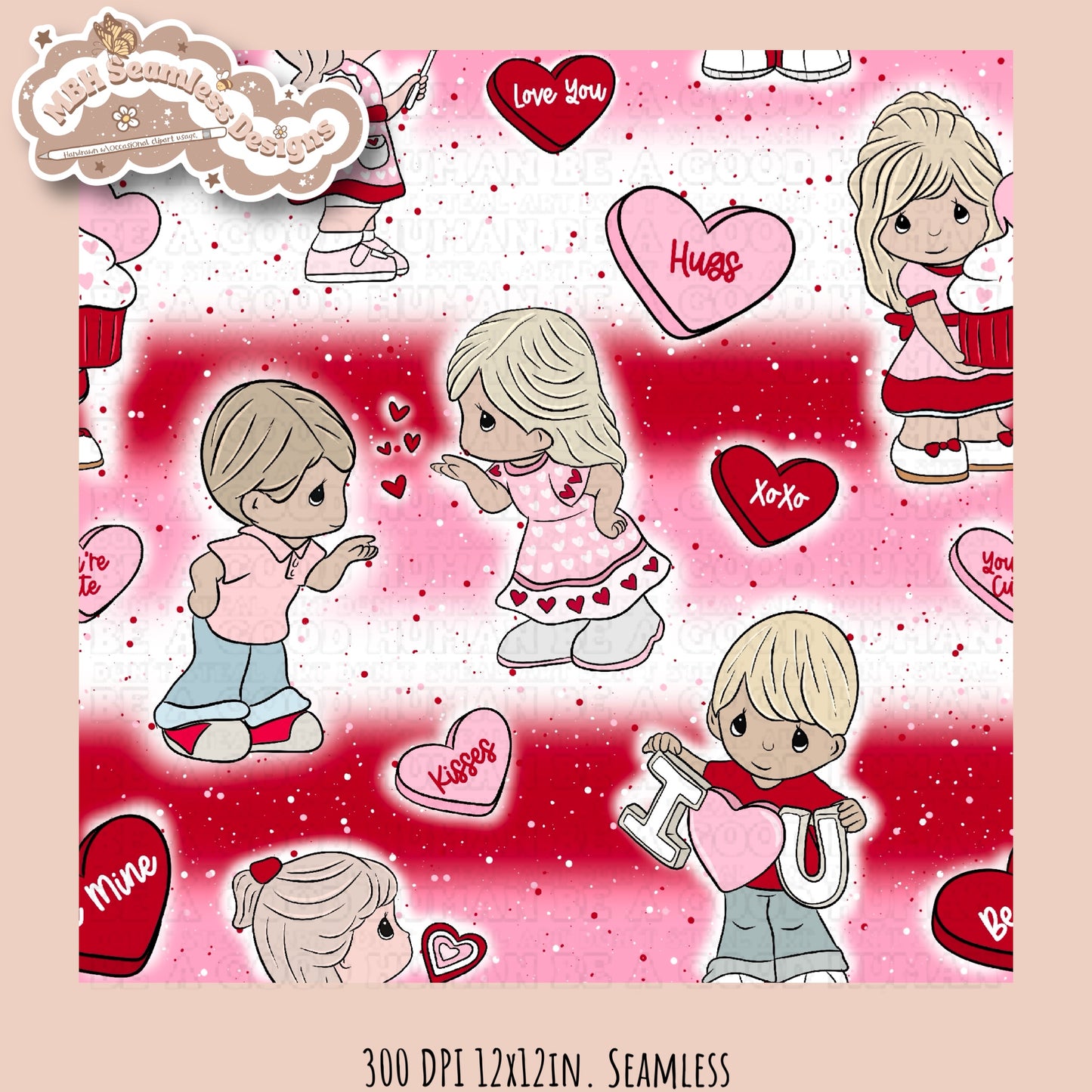 Precious Moments x Valentine’s Day Seamless Pattern Multiple Colorways