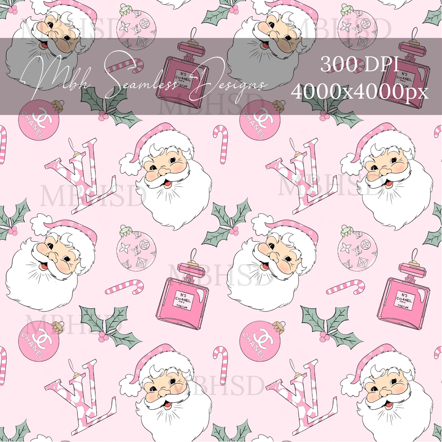 Pink Boujee Christmas Seamless Pattern