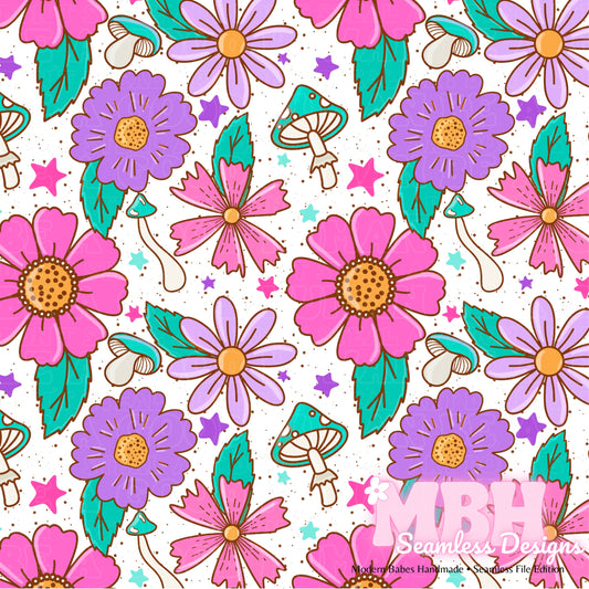 Bright Floral MULTIPLE COLORWAYS Seamless Pattern