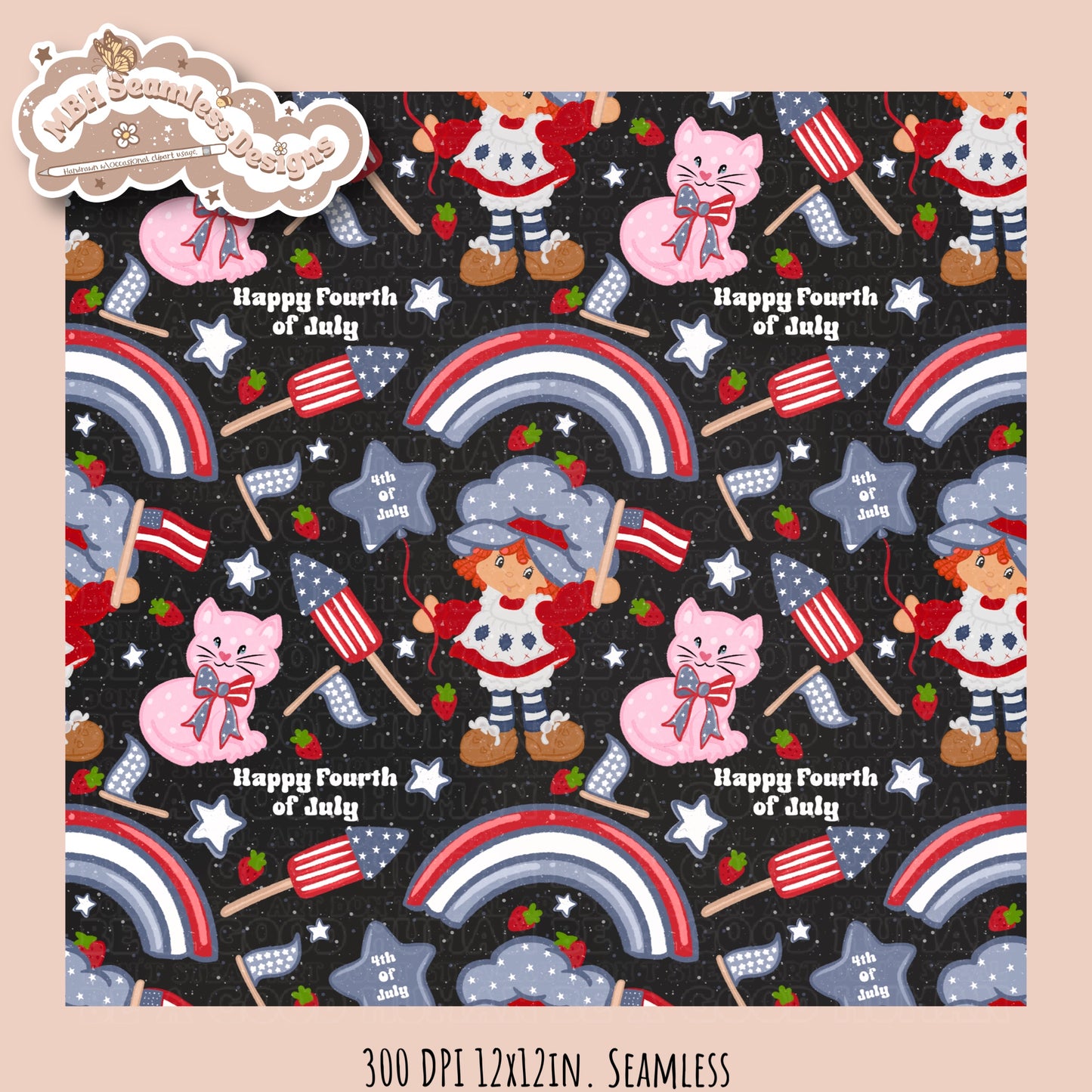 Strawberry Shortcake FOJ Rainbows Seamless Pattern •Multiple Colorways