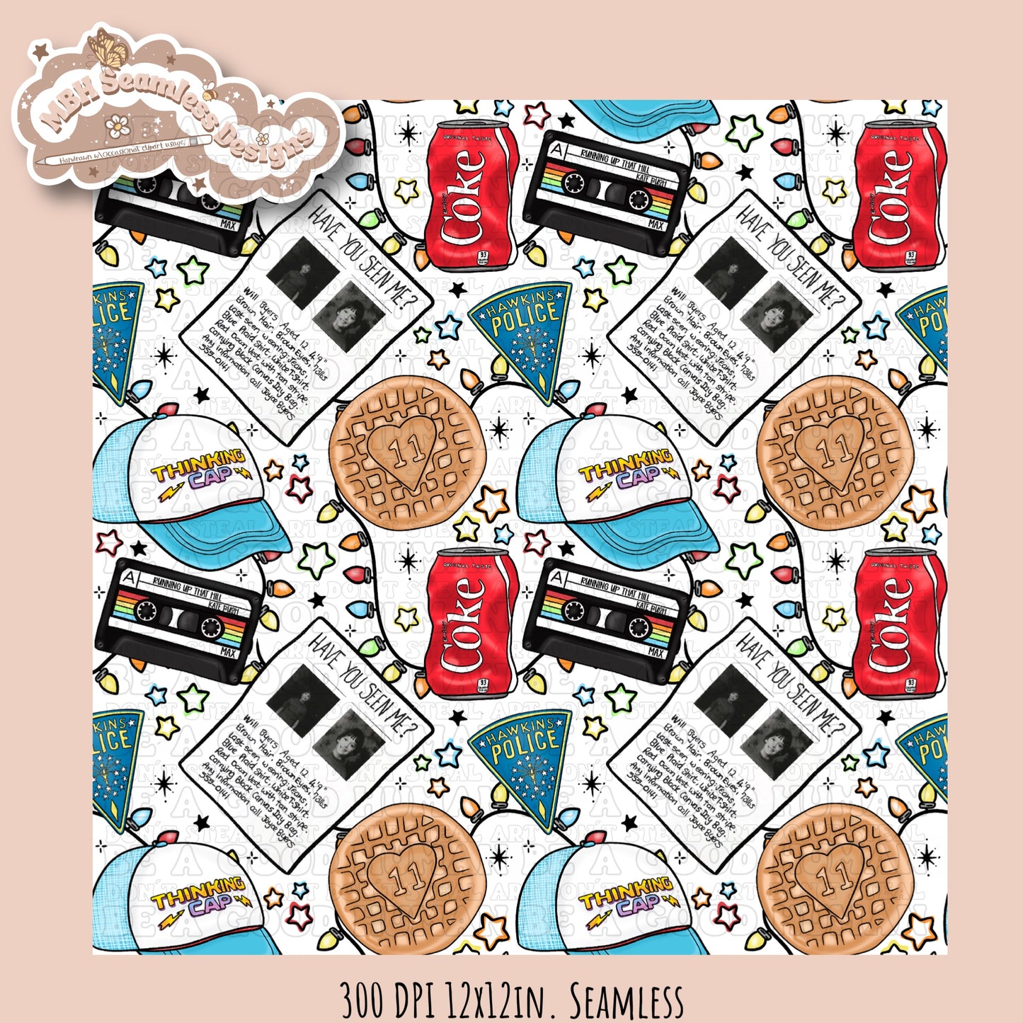 Stranger Things Lights Seamless Pattern // PNG // Multiple Colorways