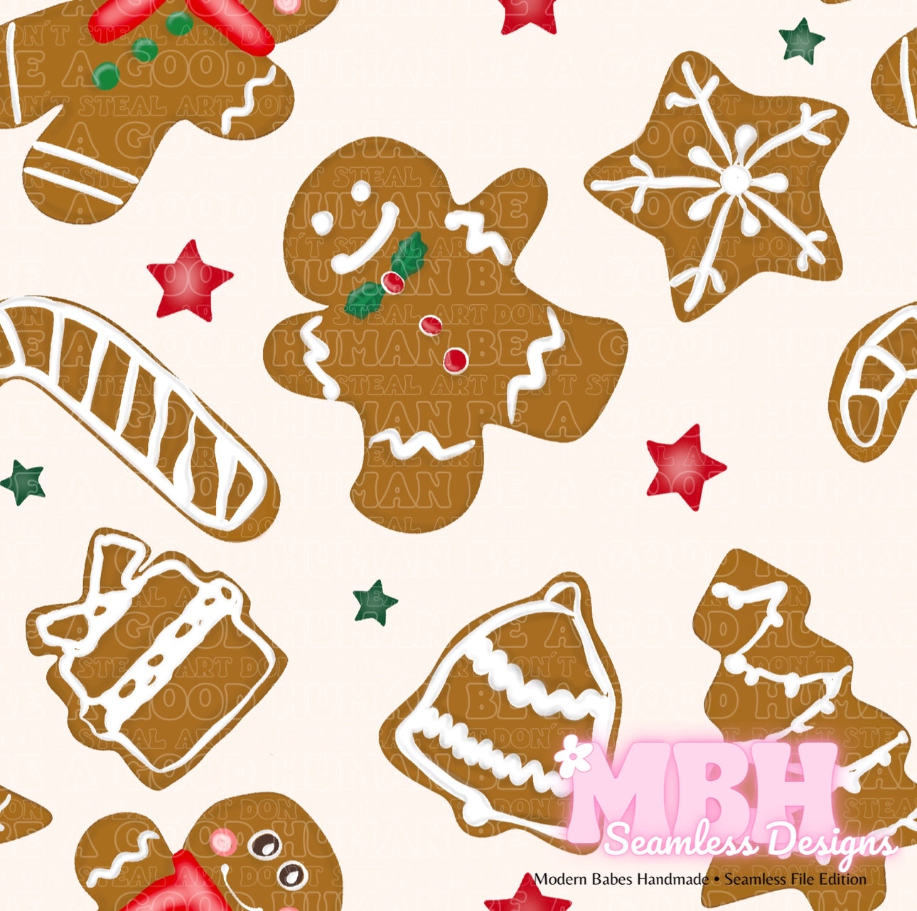 Gingerbread Cookies Seamless Pattern