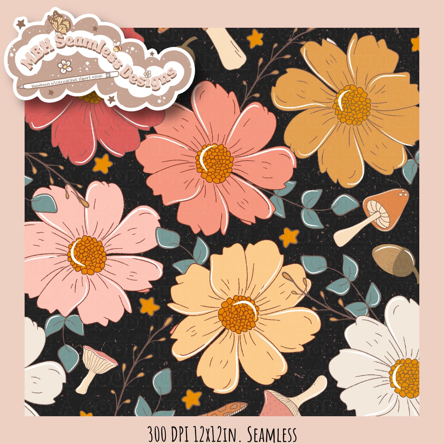 Fall Blooms Seamless Pattern MULTIPLE COLORWAYS