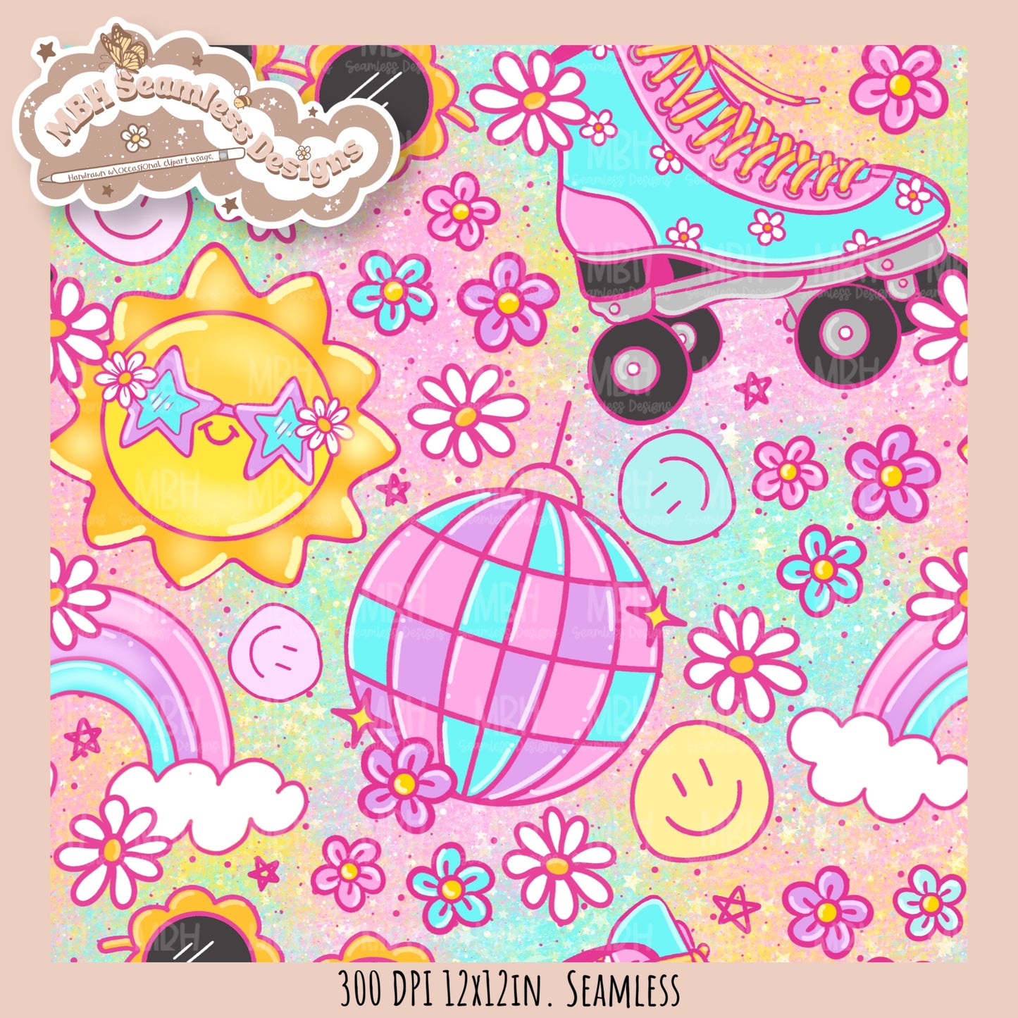 Groovy Summer Seamless Pattern //  MULTIPLE COLORWAYS