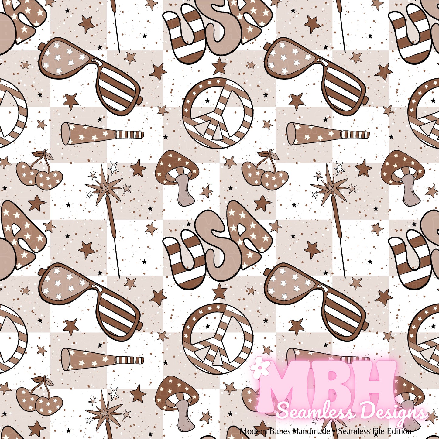 Neutral Groovy USA Seamless Pattern MULTIPLE COLORWAYS