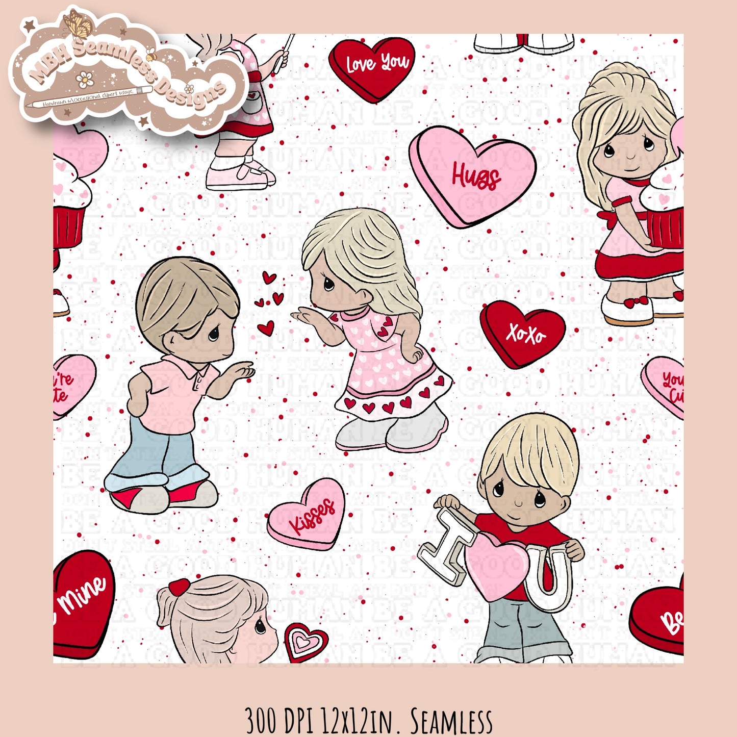 Precious Moments x Valentine’s Day Seamless Pattern Multiple Colorways