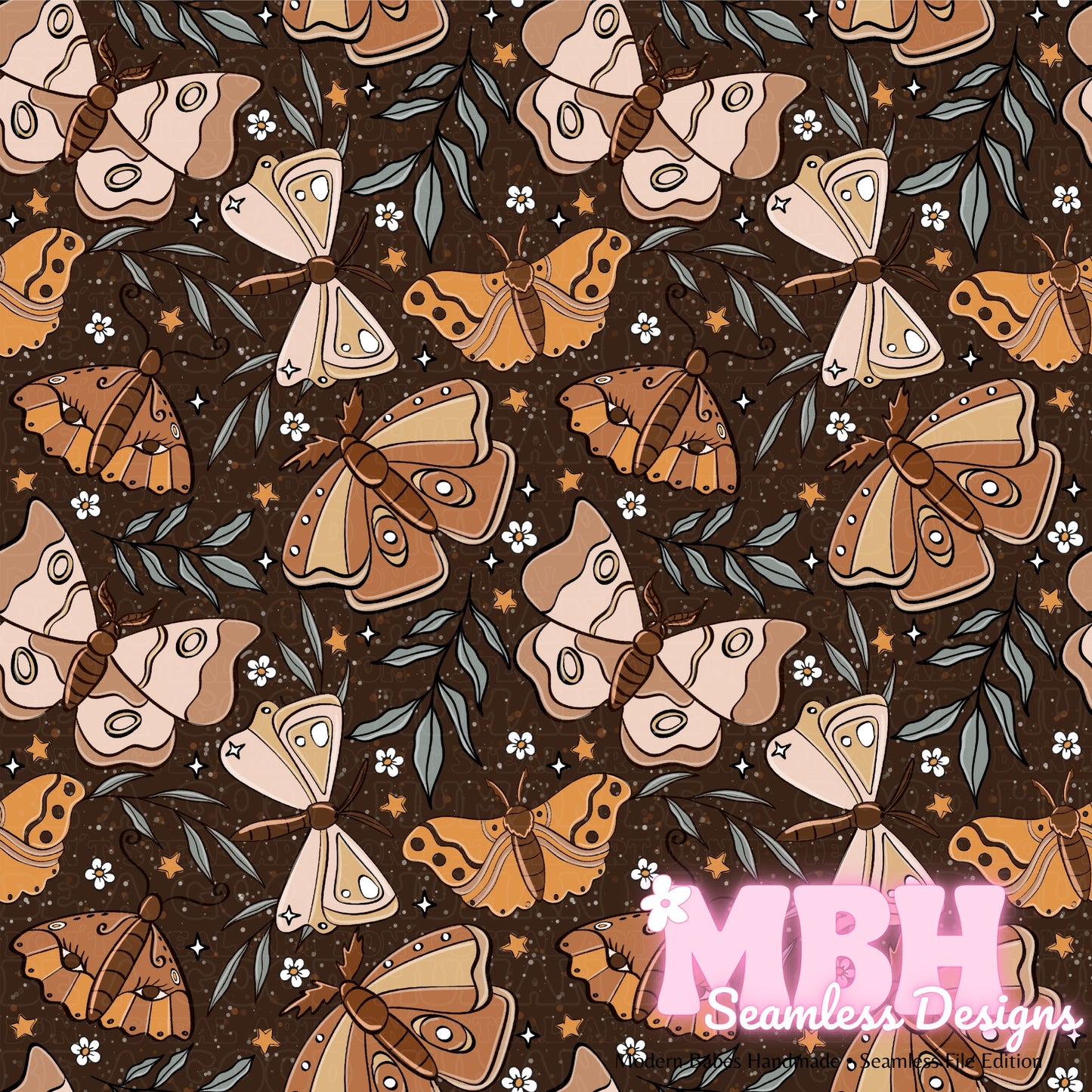 Bohemian Moths Seamless Pattern MULTIPLE COLORWAYS