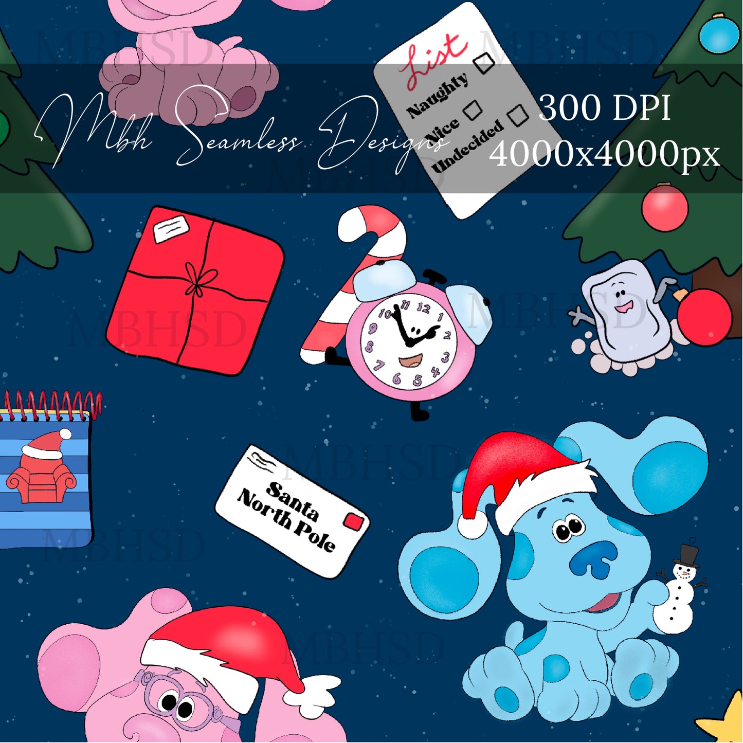 Blues Clues Christmas Seamless File