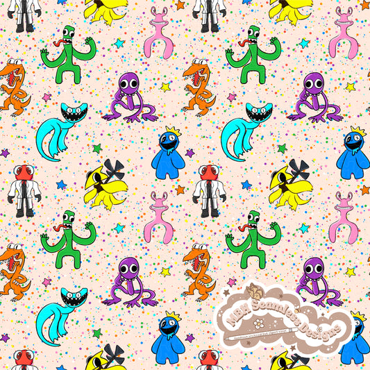 Rainbow Friends Spex Seamless Pattern & PNG MULTIPLE COLORWAYS