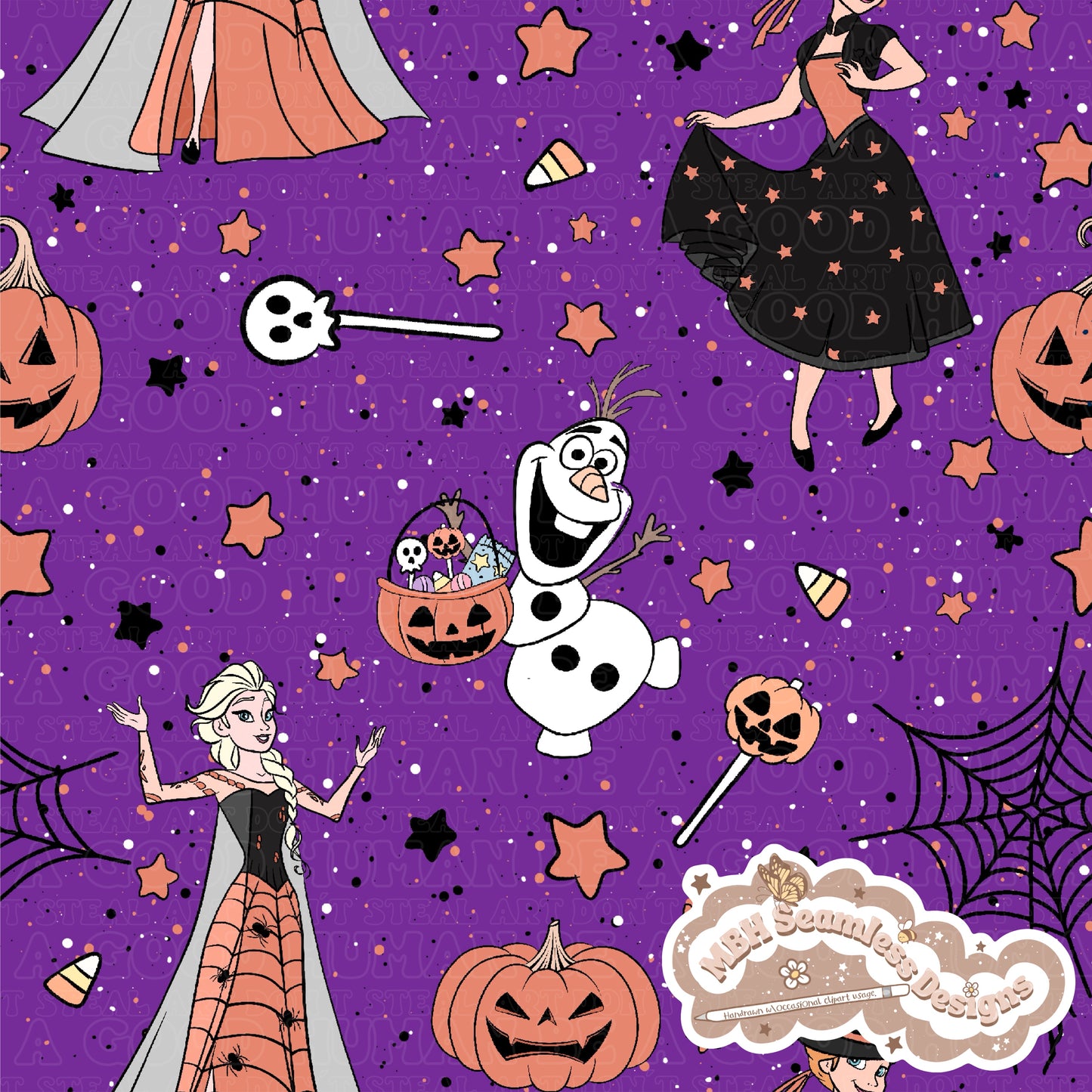 Frozen Halloween Seamless Pattern & PNG MULTIPLE COLORWAYS