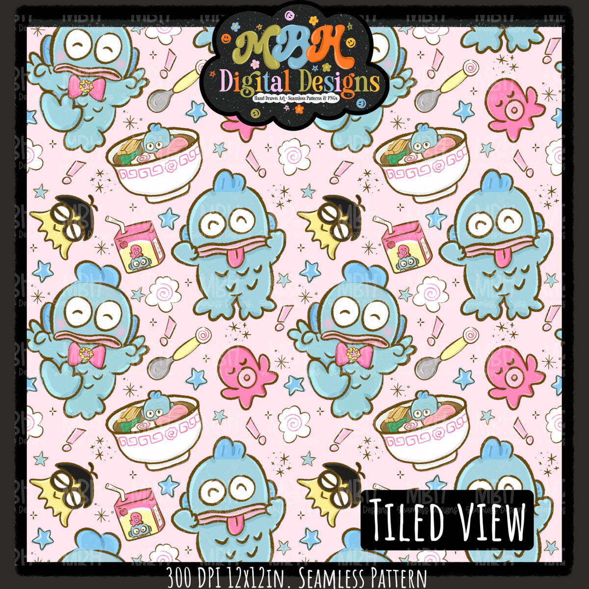 Hangyodon Seamless Pattern // PNG // Assorted Colorways