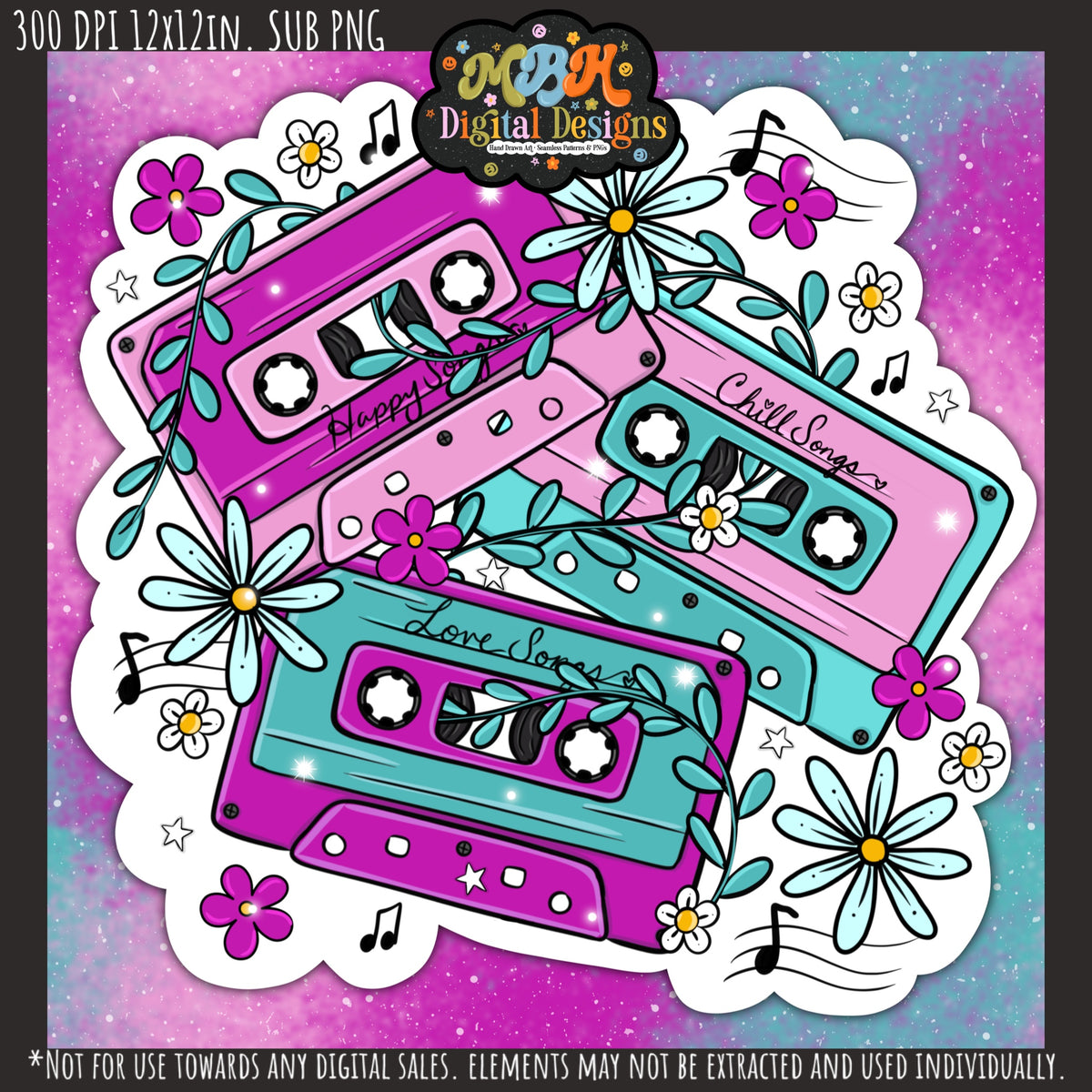 Hextober Day 1 •Music Seamless Pattern // PNG // MULTIPLE COLORWAYS (Hextober files are not available in drives.)