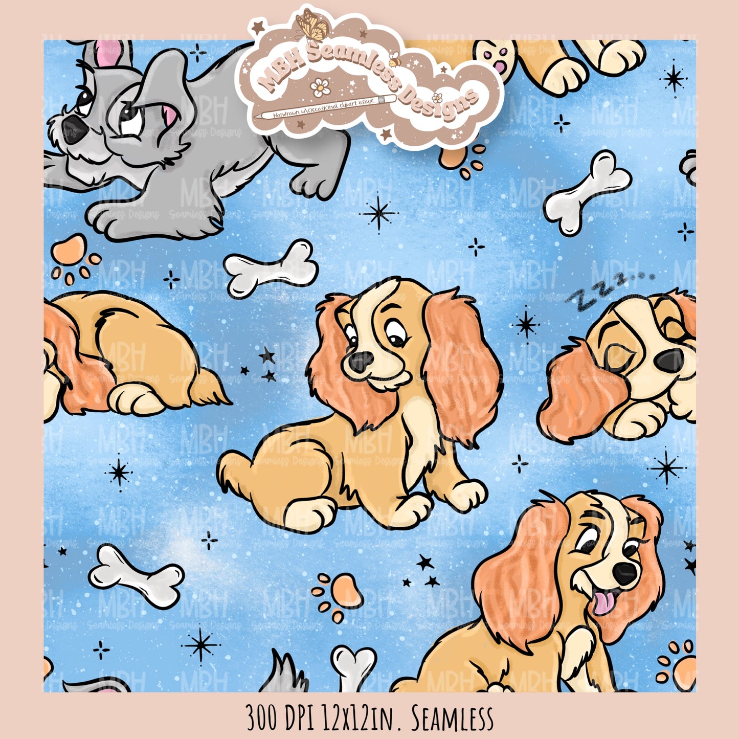 L&T Puppies Seamless Pattern // PNG // Multiple Colorway Options