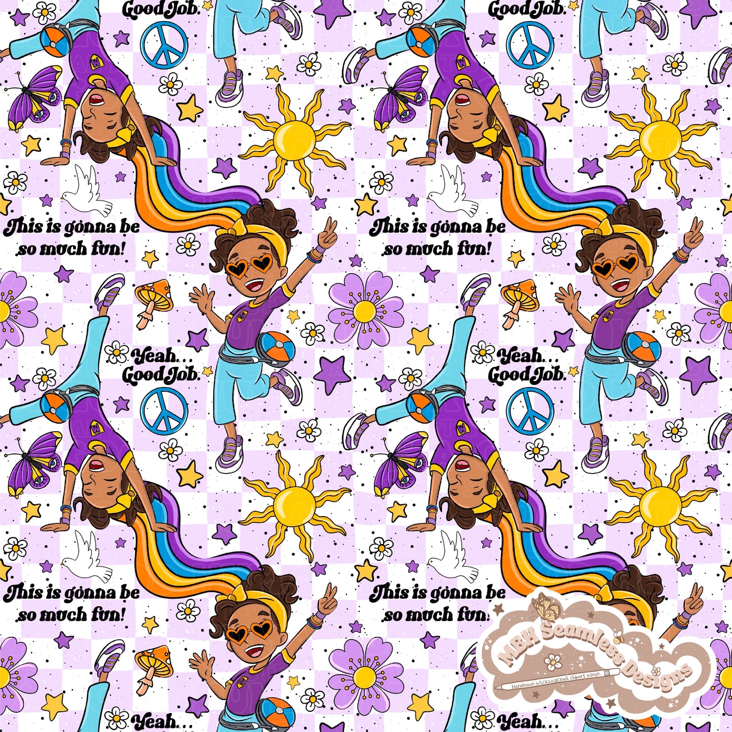 Groovy Meekah Seamless Pattern MULTIPLE COLORWAYS