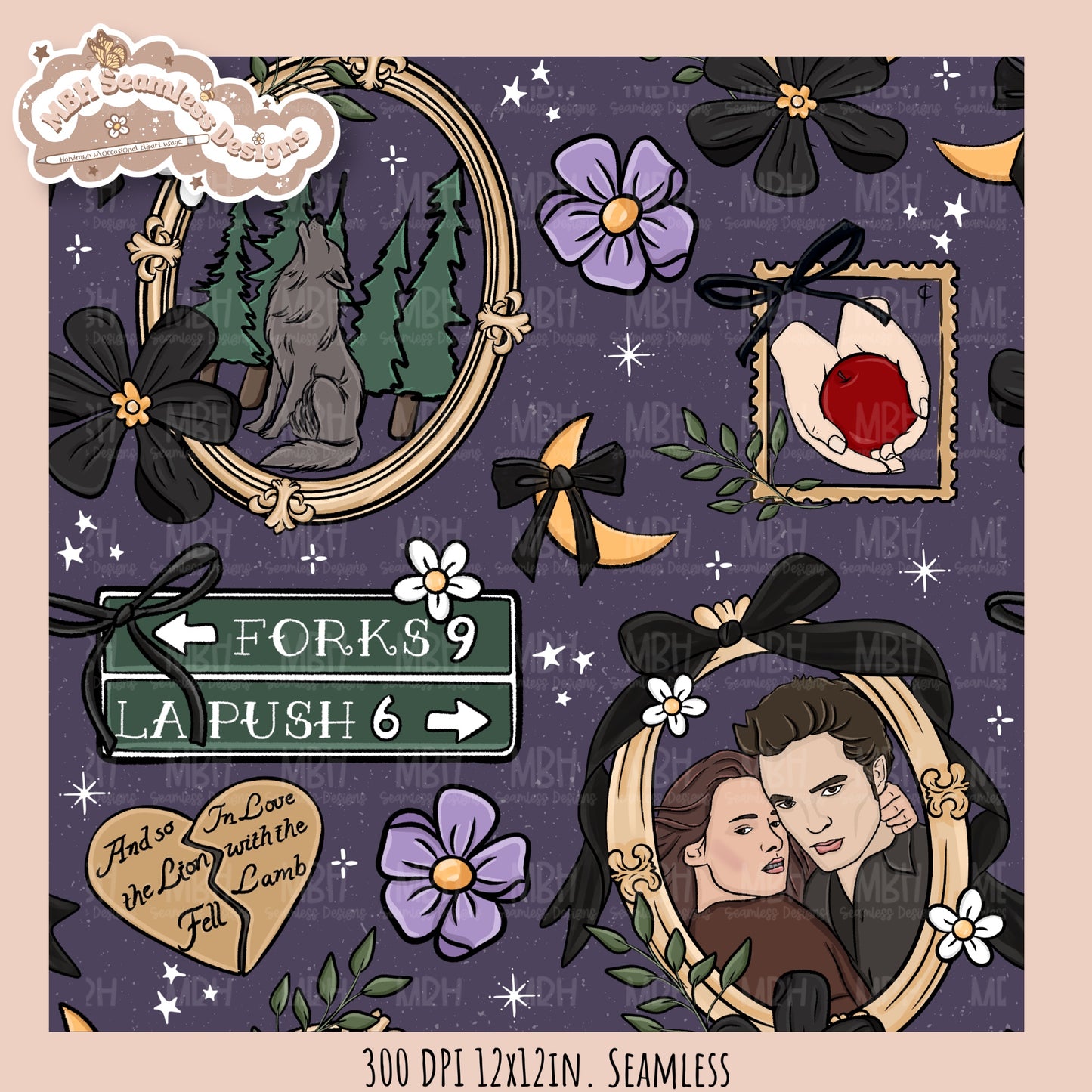 Twilight x Frames Seamless Pattern // PNG // Assorted Colorways