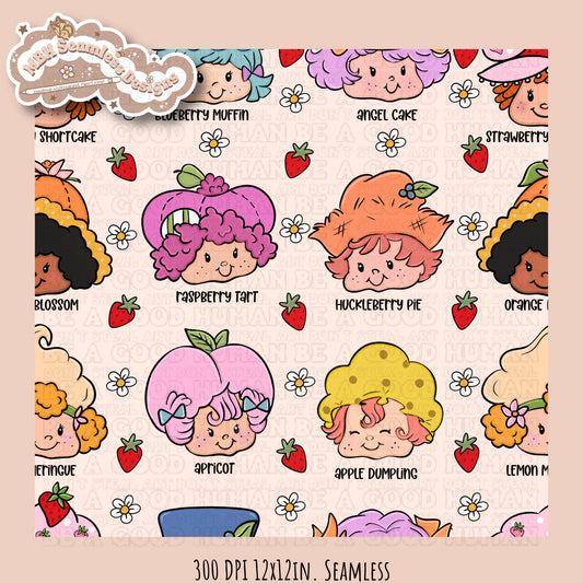 Strawberry Shortcake & Friends Seamless Pattern • Multiple Colorways