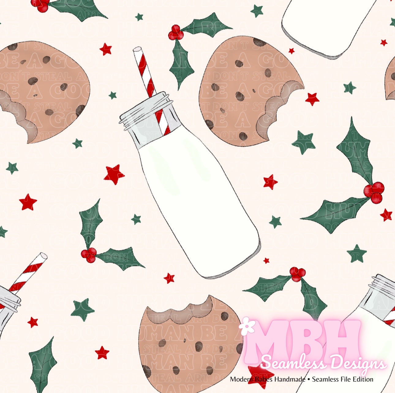 Milk Cookies Seamless Pattern